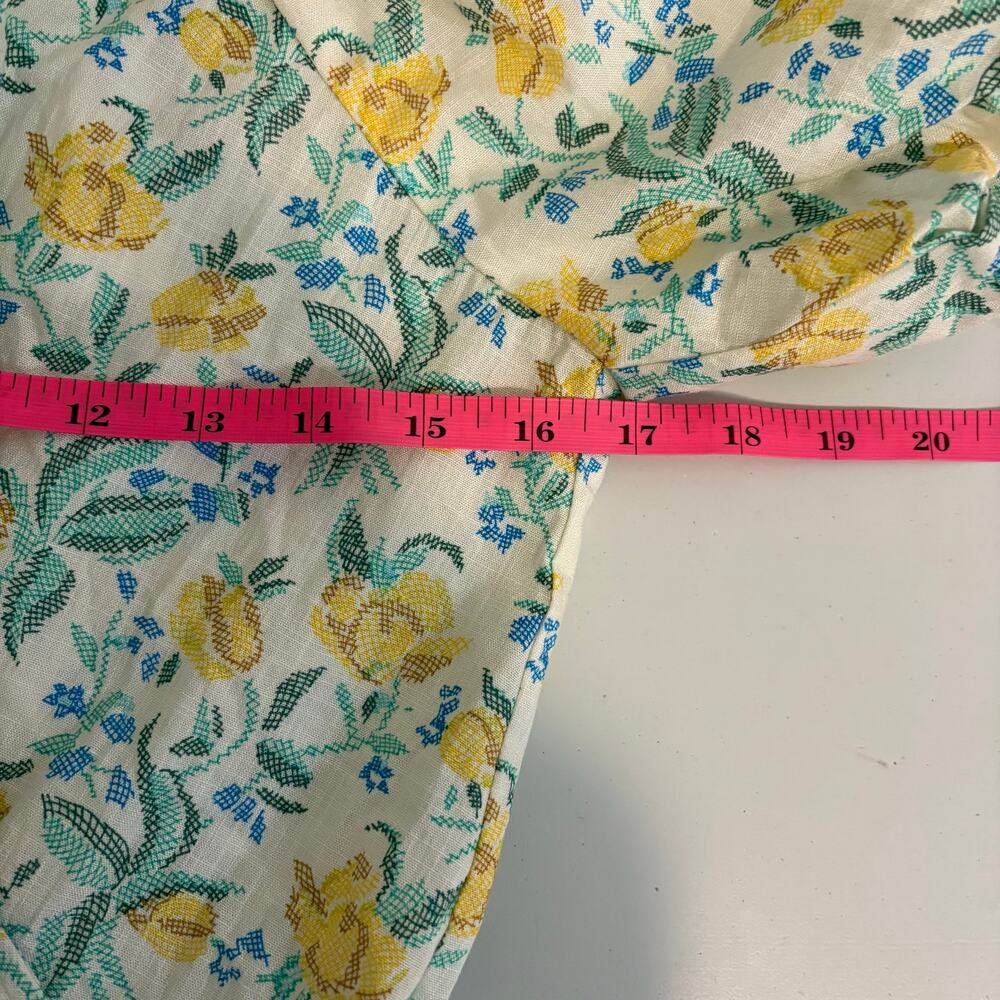 Bloomingdale's NWT Yellow/Green Floral‎ Puff Sleeve Dress - Picture 7 of 8